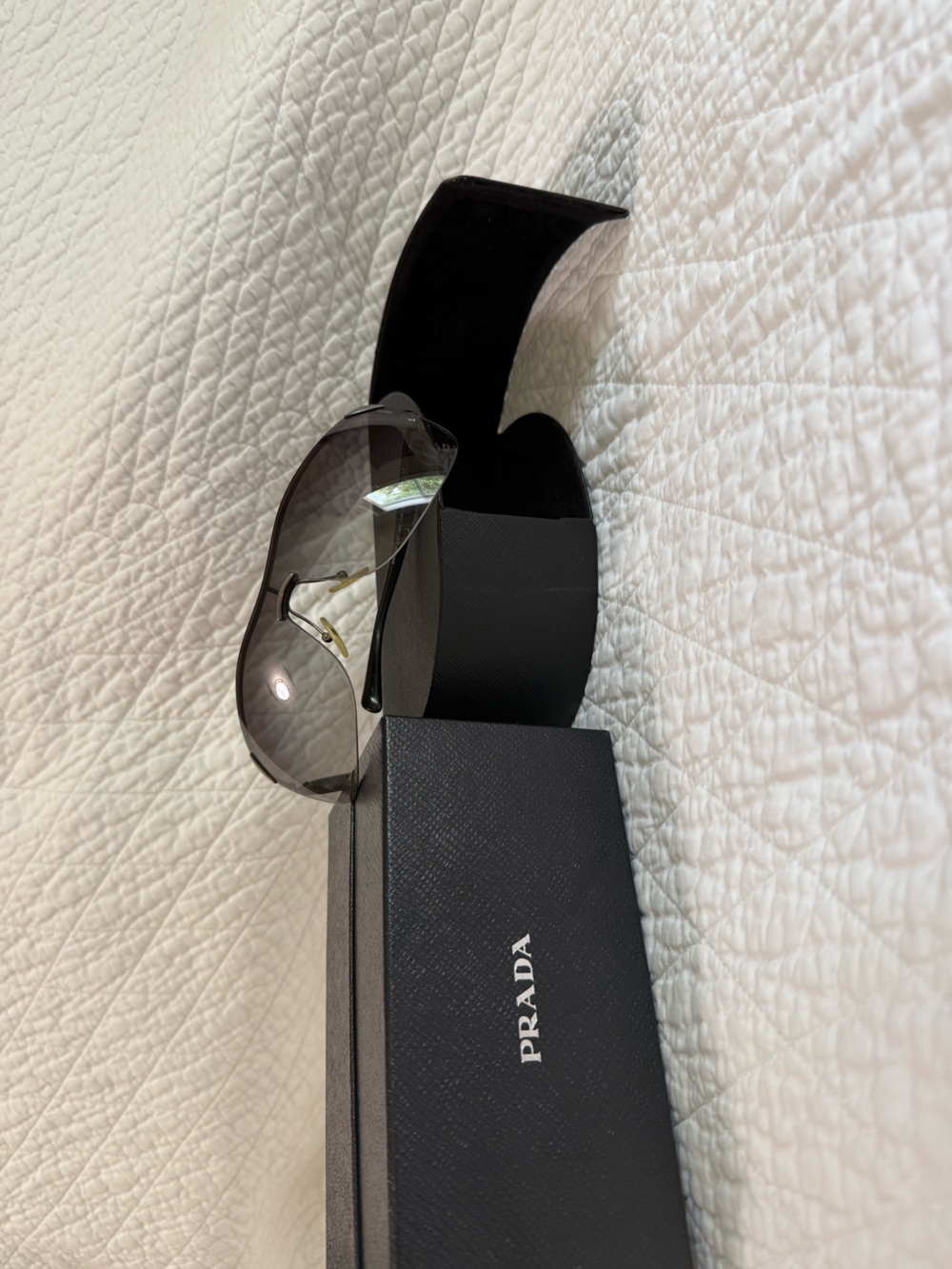 Authentic Prada SPR 59O Rimless Shield Sunglasse